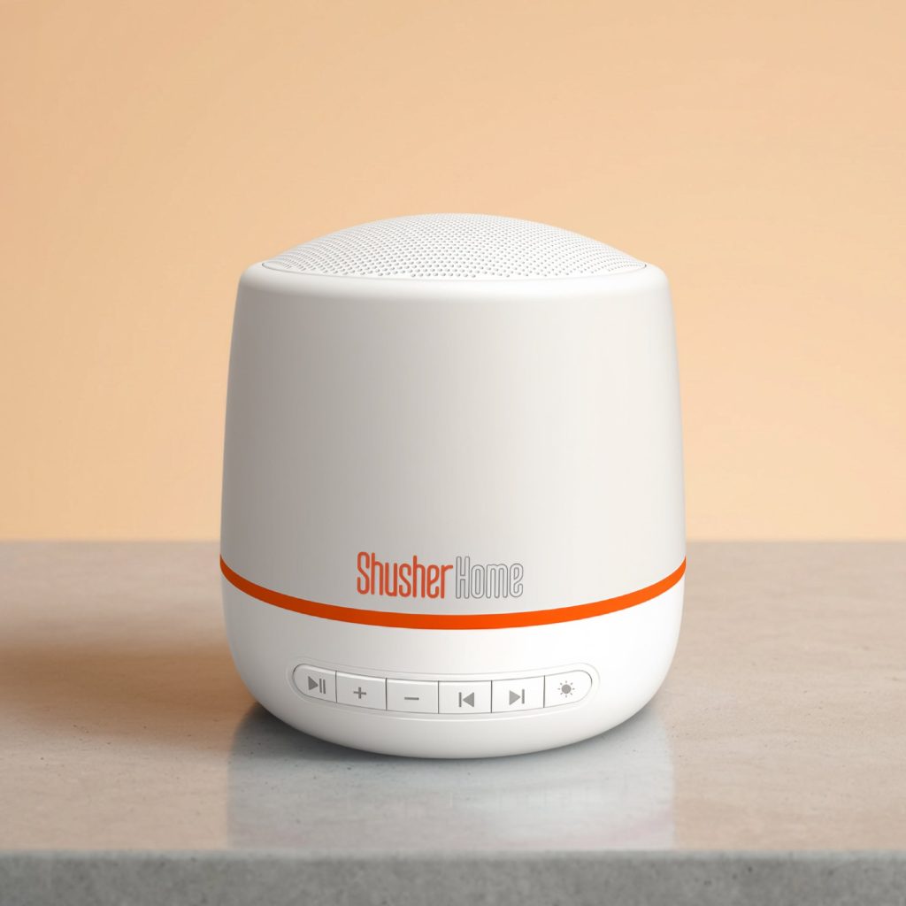 Shusher Home smart sound machine with dual sound blending and app-controlled sleep lighting