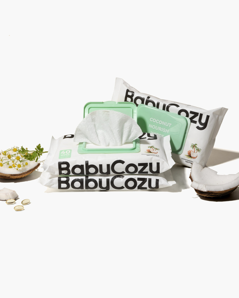 BabyCozy Coconut Baby Wet Wipes (6 Packs, 240 Wipes)