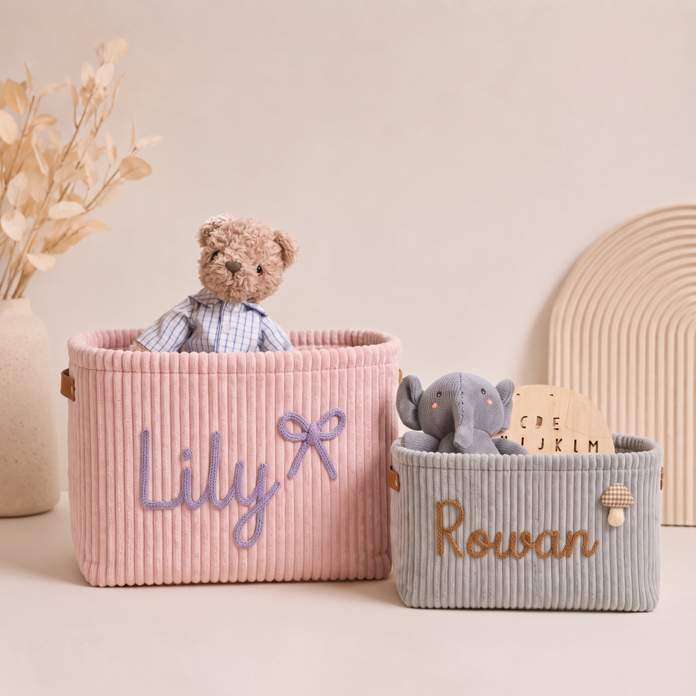 Personalized Corduroy Nursery Basket – S / Butter