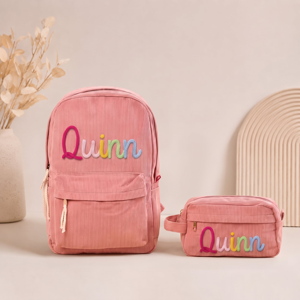 Personalized Kids Backpack and Pencil Case – Beige