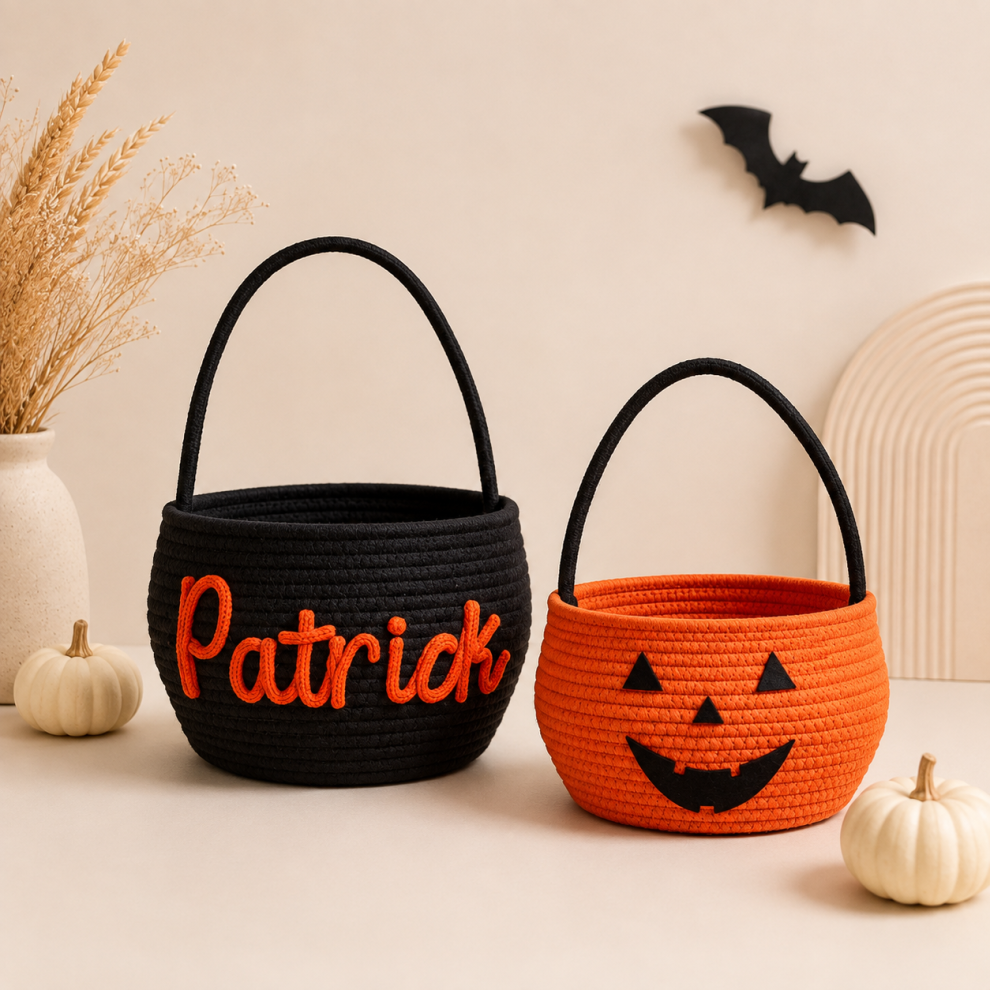 Personalized Halloween Trick or Treat Basket – Orange