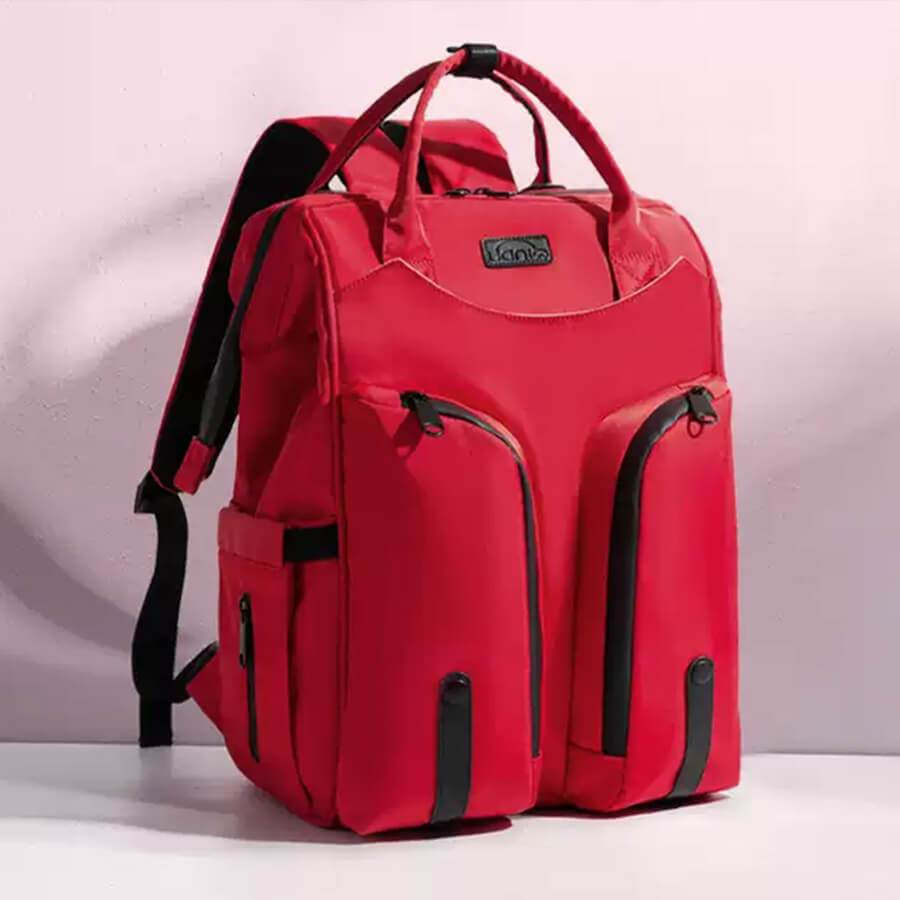 Diaper Backpack - Noah - Large Capacity Unisex Diaper Backpack - Red