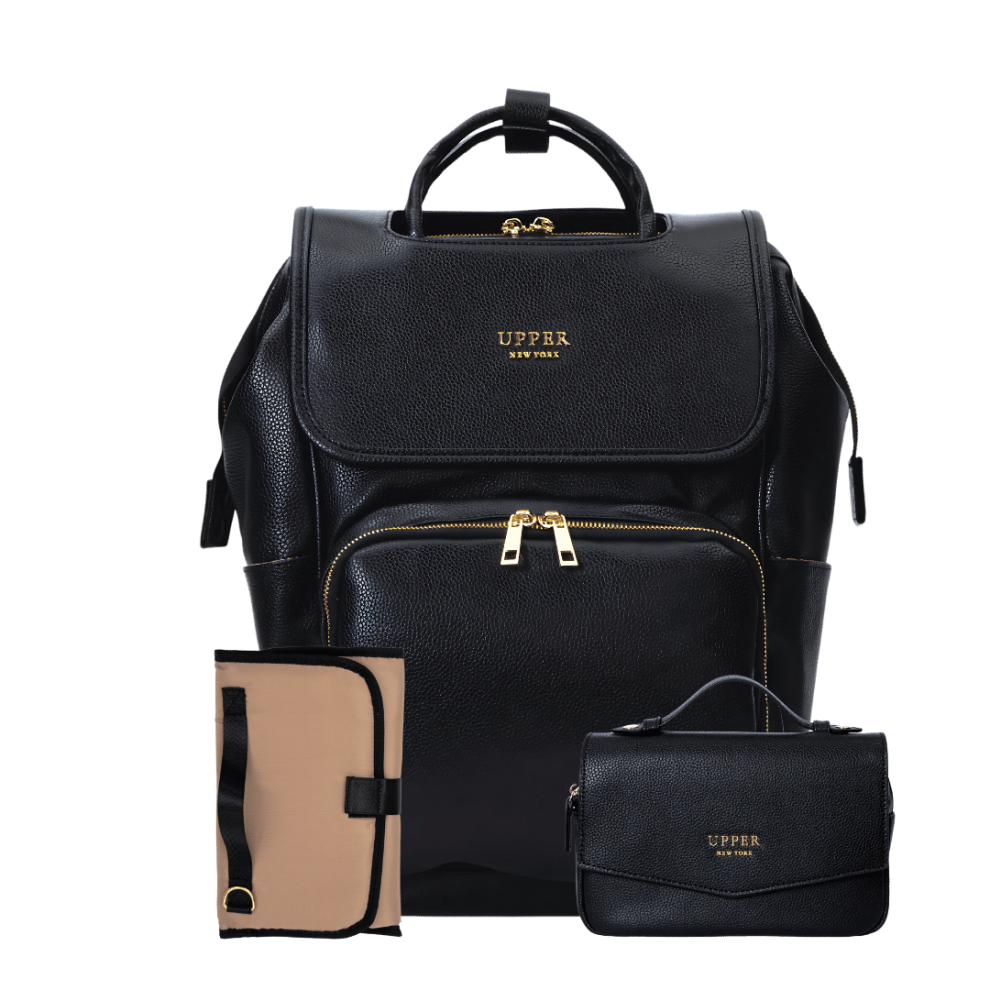 Leather Diaper Bag Backpack - La Madison™ II - Work & Play Commuter Backpack Gift Set (Limited Edition) - Gallery Black- artistic urban gallery