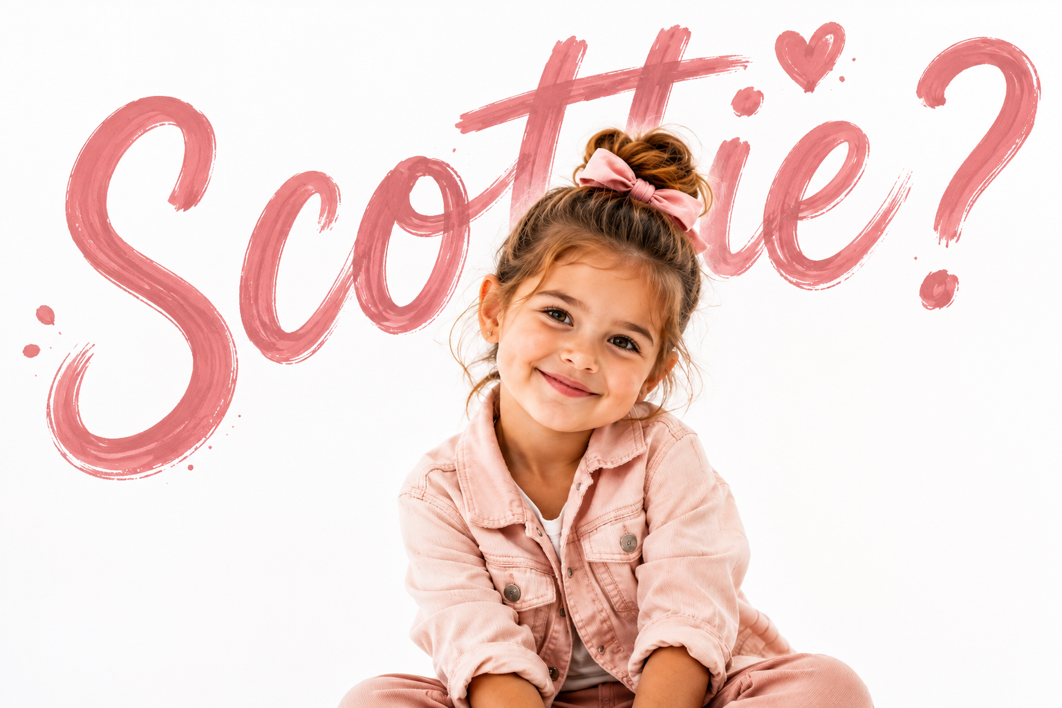 Scottie name card shown on an upward pink trend line