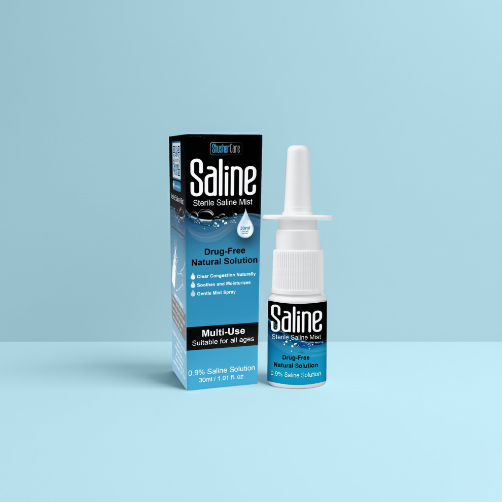 Shusher Care Saline Nasal Spray – Drug-Free, Preservative-Free Congestion Relief for Babies & Family - Single Unit